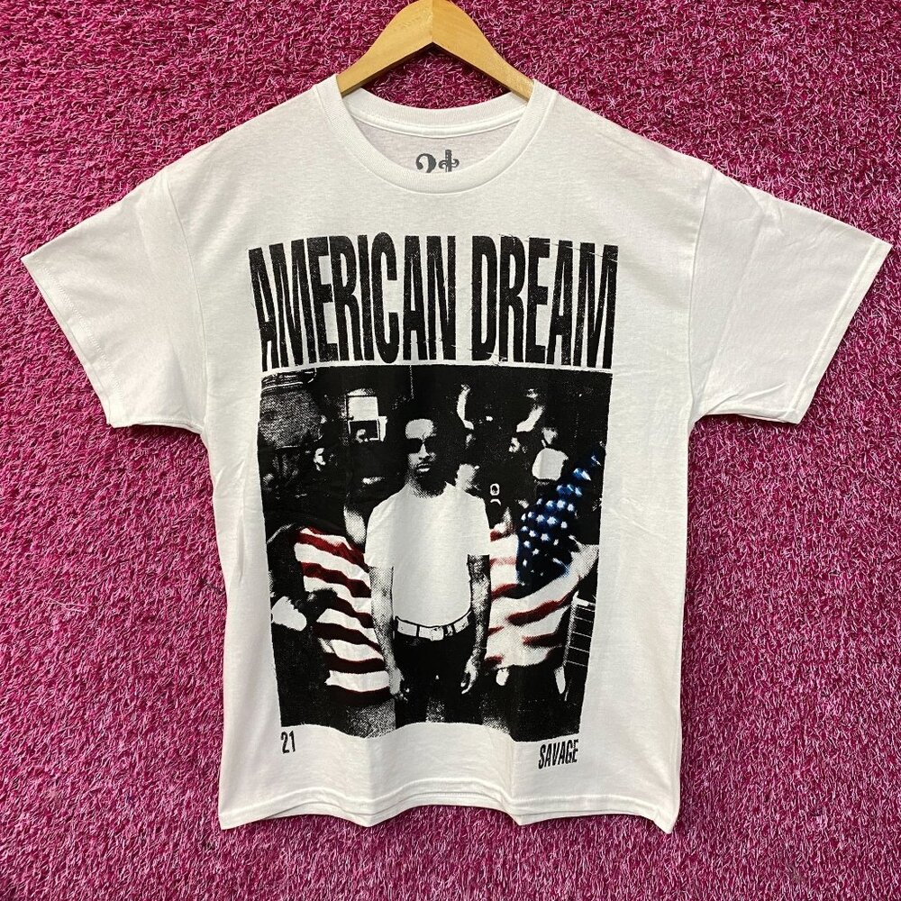 21 Savage American Dream Flag Portrait T-Shirt Large